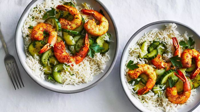 Indian-Spiced Shrimp with Cucumber Salad Recipe