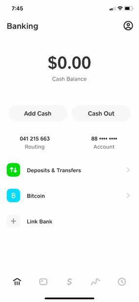 The Primary Banking Interface on Cash App