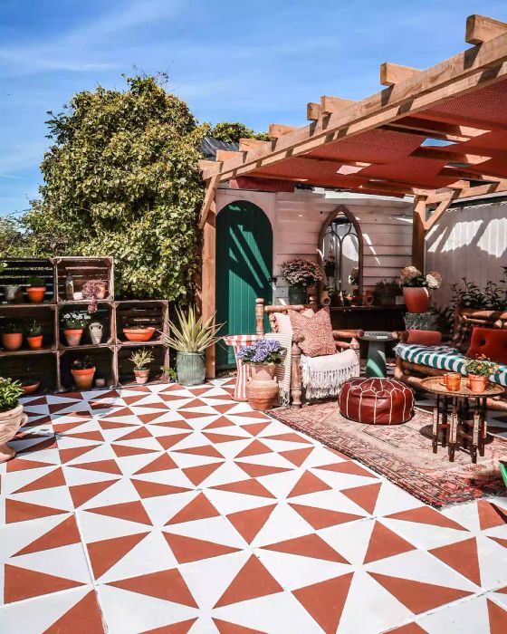 patio featuring geometric tile patterns