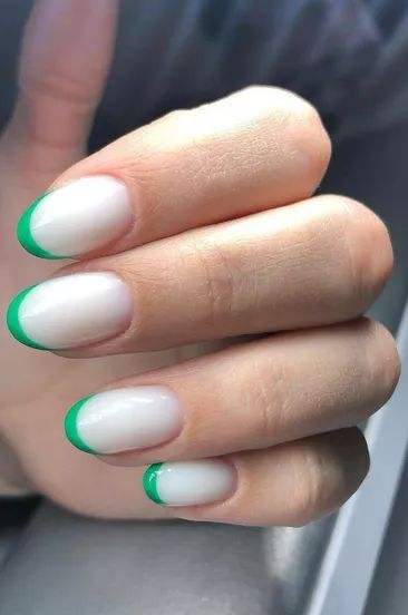 Green deconstructed French manicure