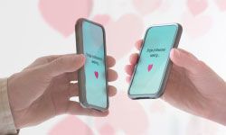 smartphones displaying heart icons on their screens