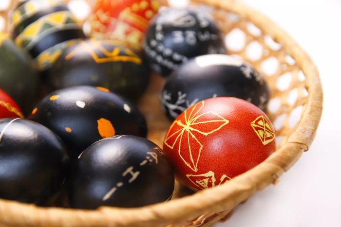 black Easter eggs as part of holiday decor