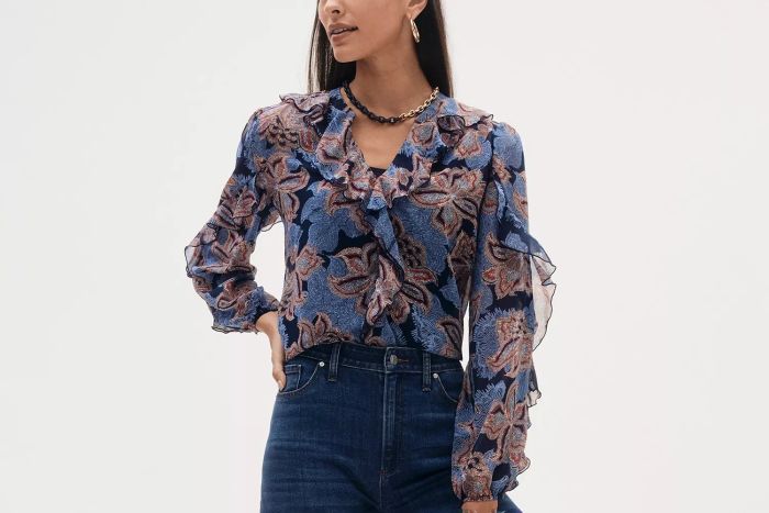 Chico's Ruffle Detail Floral Blouse