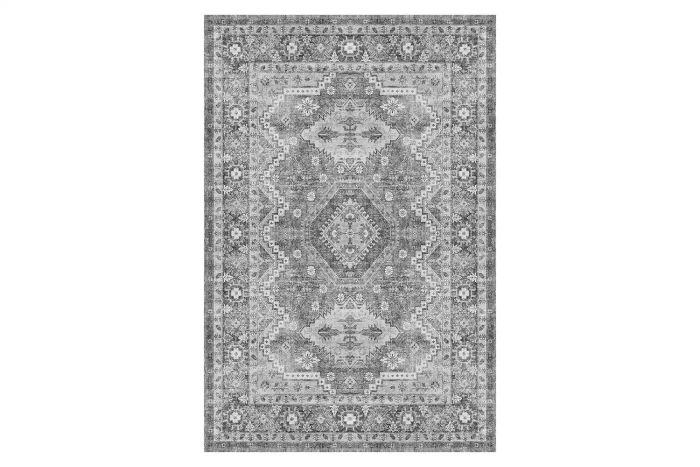 Amazon Rugland 5x7 Area Rug - Stain-Resistant, Machine-Washable, Anti-Slip Rug for Living Room, Vintage Tribal Design (TPR07-Grey, 5'x7')