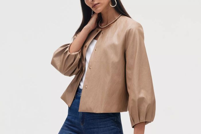 Chico's Balloon Sleeve Faux Leather Jacket