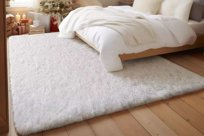 Amazon Ophanie White Shag Rugs for Bedroom, Fluffy, Machine-Washable, Soft Area Rug, Non-Slip Indoor Carpet for Living Room, Kids, Baby, Teen, Dorm, Nursery, Aesthetic Home Decor, 4 x 6 Feet