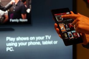 A demonstration of Chromecast being operated from a Google Nexus 7 tablet.