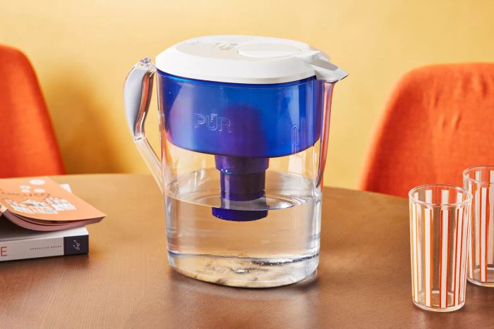 The Pur Classic 11-Cup Water Filter Pitcher on a table