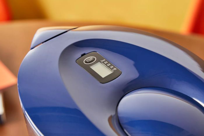 A close-up view of the top of the Epic Water Filter Pitcher, showcasing the indicator light.