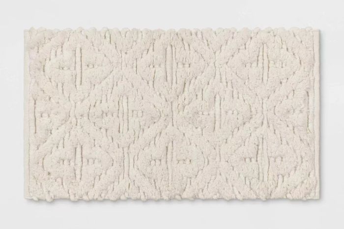 Opalhouse Textured Diamond Shag Bath Rug in Cream