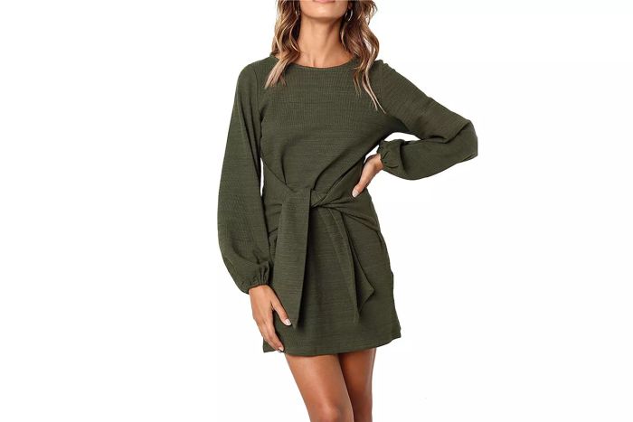 Amazon PRETTYGARDEN Women's Stylish Long Lantern Sleeve Short Cocktail Dress