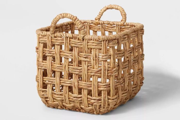 Target Twisted Open Checkered Weave Milk Crate Natural - Brightroom™