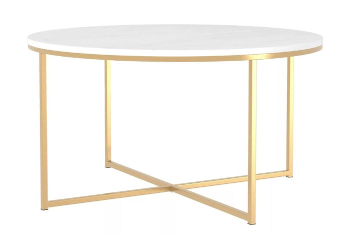 Amazon Walker Edison Modern Glam Round Accent Faux White Marble Coffee Table