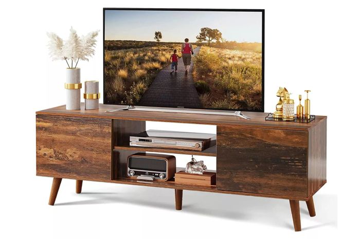 WLIVE TV Stand for 55 to 60 inch TV, Mid-Century Modern