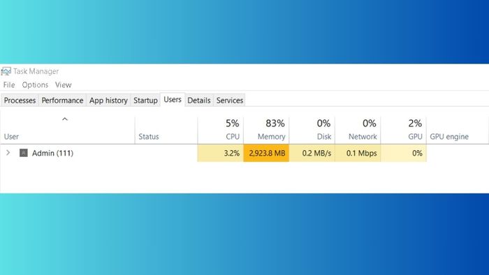 Các tab trong Task Manager - Người dùng