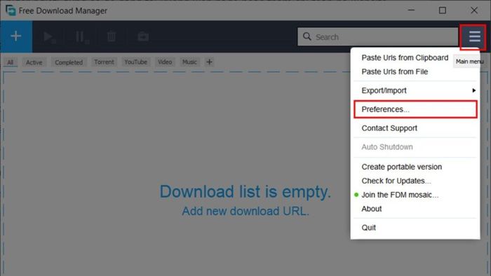 Hướng dẫn đổi ngôn ngữ trên Free Download Manager - bước 2