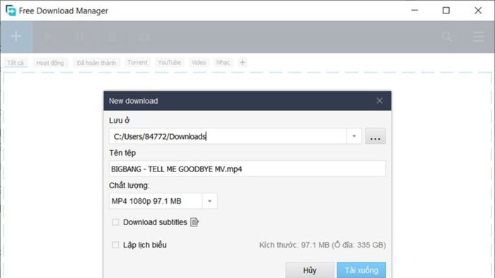 Hướng dẫn tải file bằng Free Download Manager - bước 3