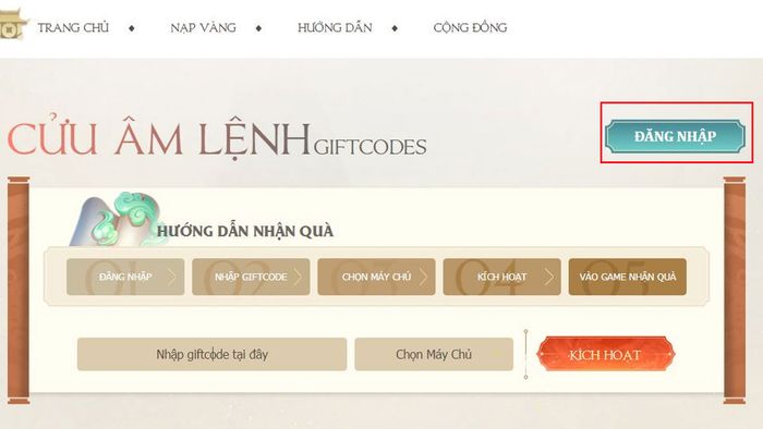 Hướng dẫn nhập mã quà tặng Cửu Âm Chân Kinh 2D Mobile – Bước 1