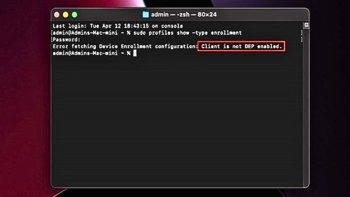 Cách kiểm tra MDM MacBook qua Terminal - bước 2