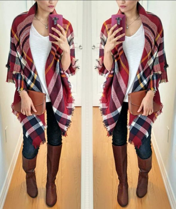 You can wear a blanket scarf as a shawl too.