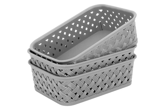 Amazon MaxGear Organization and Storage 3 Packs, Plastic Storage Bins Organizer Bins, Woven Baskets for Storage, Plastic Baskets with Handles Storage Baskets for Organizing, Basket Organizer for Home, Small