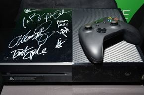 A signed Xbox One, part of Variety's 4th Annual Power of Comedy event benefiting the Noreen Fraser Foundation at Avalon, was on display.