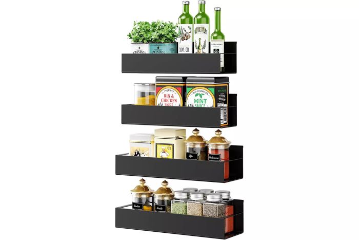 Vetacsion 4 Pack Moveable Fridge Magnetic Spice Racks