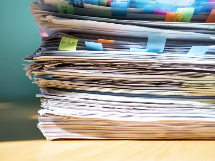Pile of paper clutter