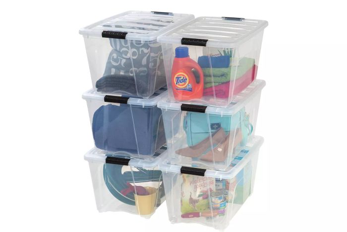 Amazon IRIS USA 53 Quart Stackable Plastic Storage Bins with Lids
