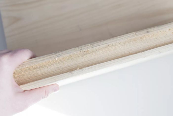 Pine shelf with a notch on the back designed to fit the hardware