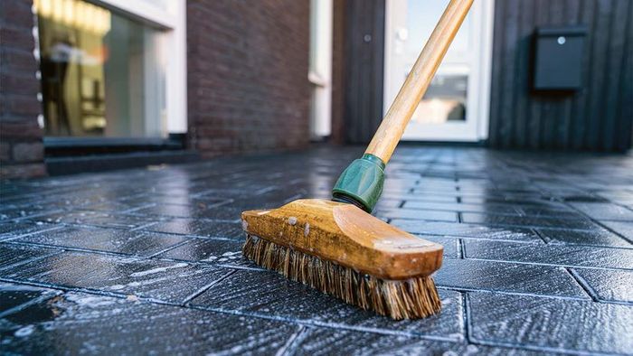 Scrubbing tile floors