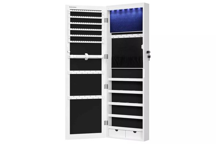 SONGMICS 6 LEDs Mirror Jewelry Cabinet