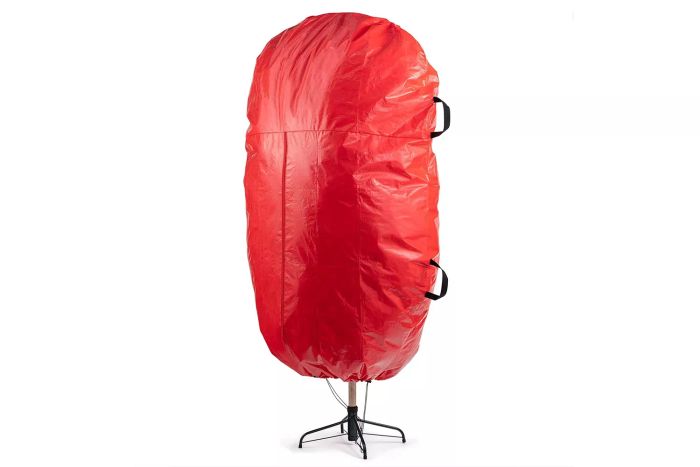 Amazon Zober Upright Christmas Tree Storage Bag - Accommodates a 9 Ft Artificial Tree - Includes Drawstring Hem, Zipper, and Carrying Handles - Waterproof Plastic - Red