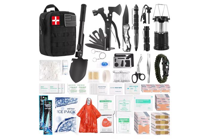 Amazon Abpir318 PCS Emergency Survival Kit, Survival Gear and Equipment First Aid Kit Med Supplies for Vehicles Travel Car Camping Hiking Disaster Preparedness, Gifts for Christmas Birthday Him Men