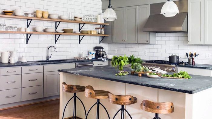 Soapstone countertop and sink