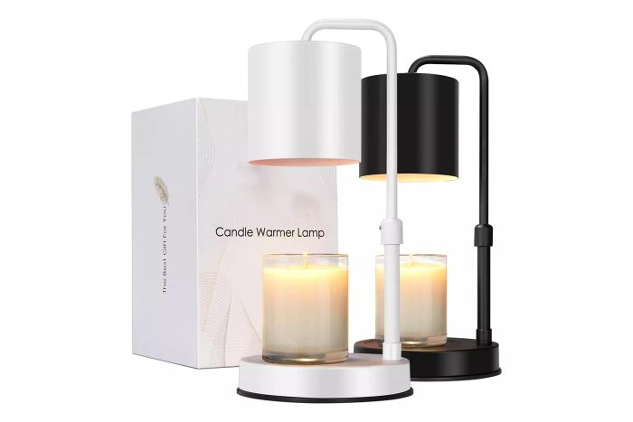 Amazon Zukakii Candle Warmer Lamp, Adjustable Height, Dimmable, with Timer, Compatible with Large Jar Candles, Flame-Free Scented Candle Wax Warmer with 2 Bulbs, White
