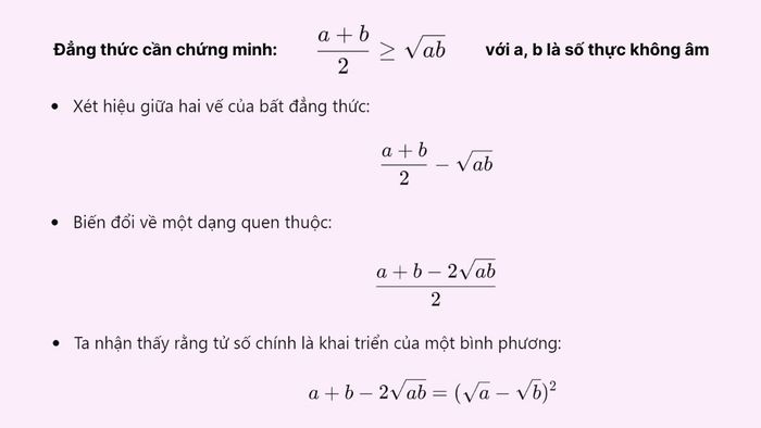 Chứng minh bất đẳng thức Cô-si với hai số thực không âm (Hình minh họa 1)