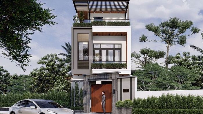Nhà 1 trệt 1 lầu với sân thượng thư giãn tạo không gian sống thoải mái, mở rộng không gian thư giãn ngoài trời cho gia đình.
