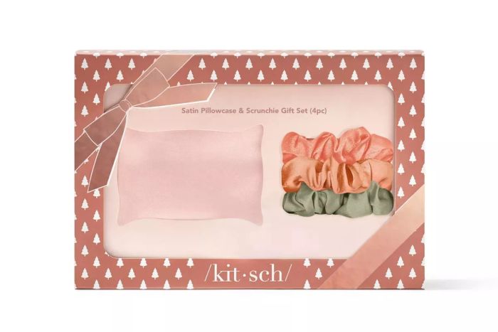 Target Kitsch Satin Pillowcase Scrunchie Hair Styling Gift Set - 4ct