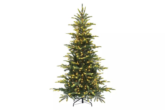 Amazon Yaheetech 6ft Pre-lit Aspen Fir Artificial Christmas Tree with 400 Incandescent Warm Lights, Full Pre-lit Xmas Tree with 828 Branch Tips & Foldable Stand for Home Holiday Decor, Green
