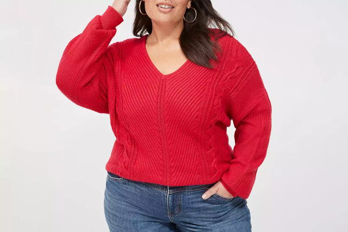 Black Friday Lane Bryant V-Neck Cable Sweater