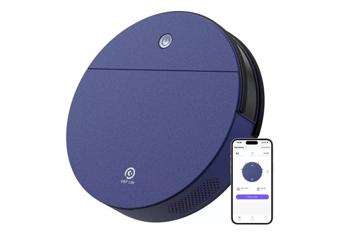 OKP K3 Self-Charging Robot Vacuum Cleaner with 2000Pa Suction, Voice Control for Hard Floors and Carpets, Blue