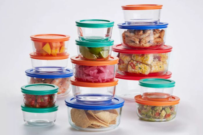 Walmart Pyrex Simply Store Glass Food Storage & Bake Container Set, 32 Piece with Multicolor Lids