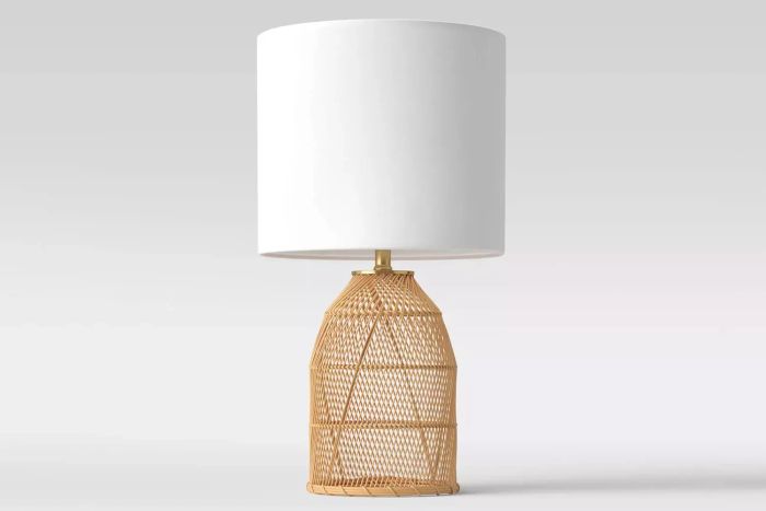 Target Rattan Diagonal Weave Table Lamp Tan - Opalhouse