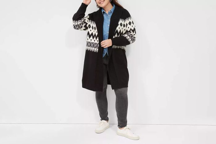 Black Friday Lane Bryant Open-Front Jacquard Cardigan