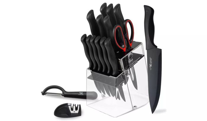 16-Piece Hunter Kitchen Knife Set with Acrylic Stand