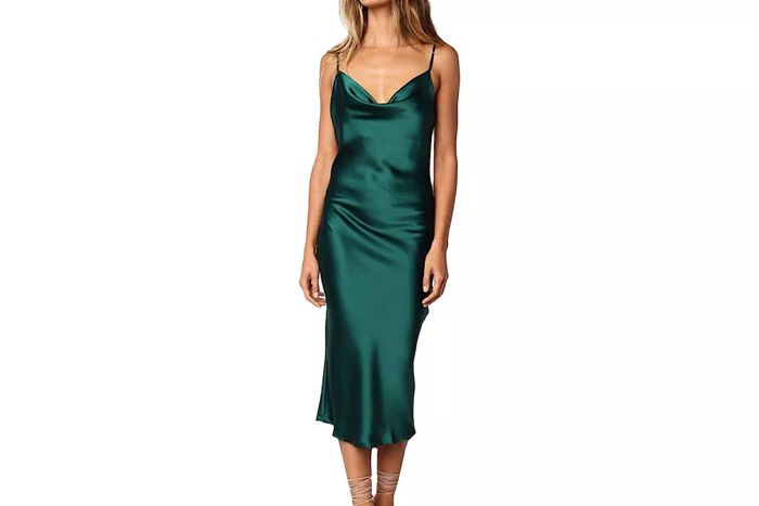 Amazon Xxxiticat Women's Sleeveless Spaghetti Strap Satin Dress