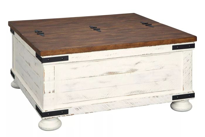 Amazon Signature Design by Ashley Wystfield Farmhouse Square Storage Coffee Table