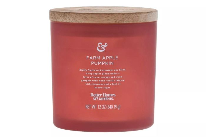 Walmart Better Homes & Gardens 12oz Farm Apple Pumpkin Scented 2-Wick Frosted Jar Candle