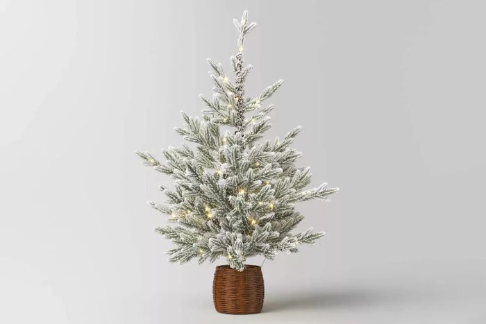 Target Wondershop 40-Inch Pre-Lit LED Glitter Flocked Balsam Fir Mini Christmas Tree in Basket